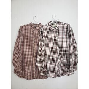 (M5) Y2K Eddie Bauer Men's Shirt Size XXL Tall Heavy Cotton Plaid Bundle of 2